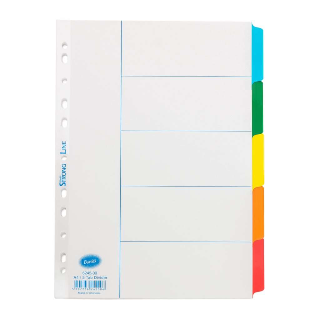 A4 Size 5 Dividers (plain Tabs) 6245 - Bantex